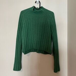 Women’s Green Ribbed Knit Sweater